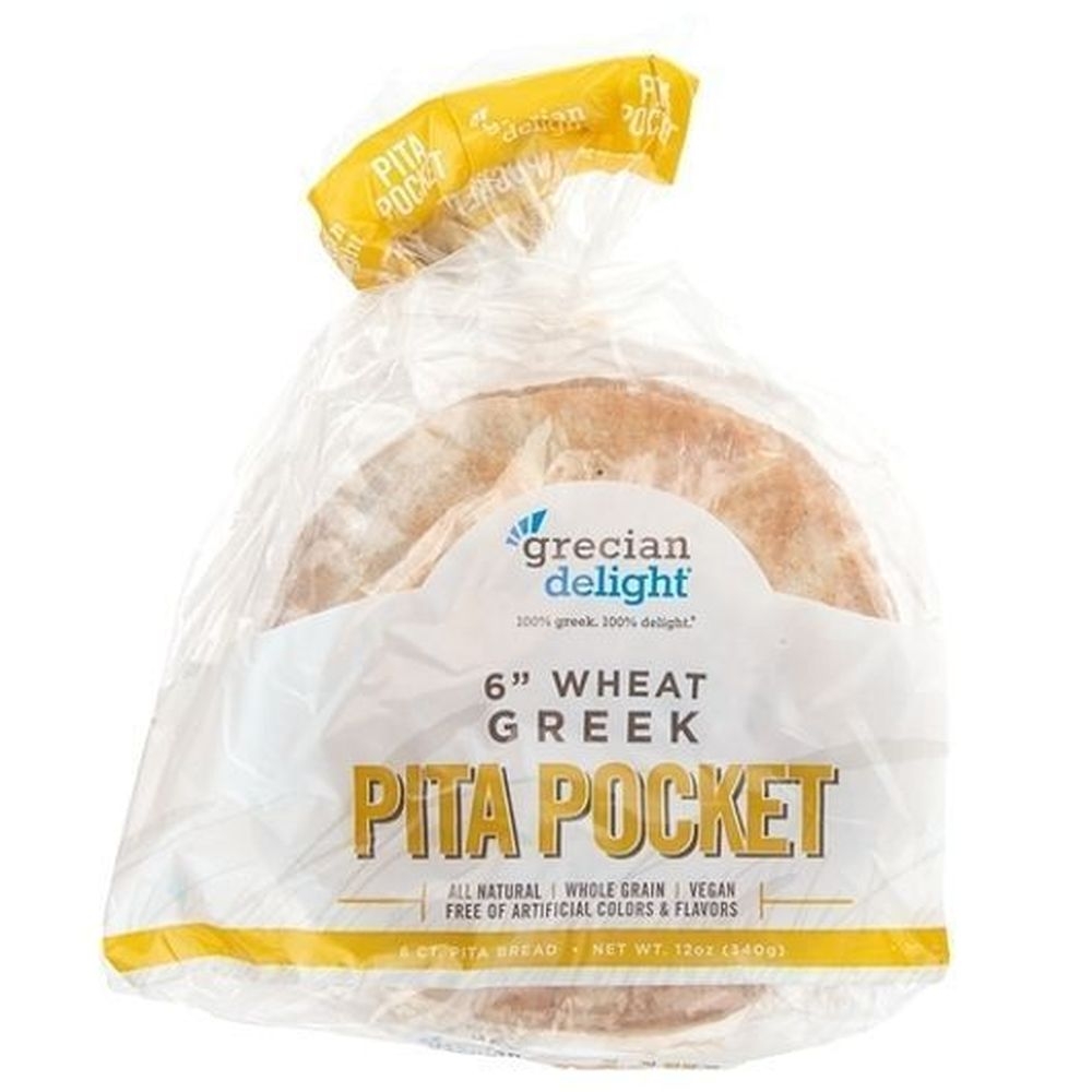 Grecian Delight 6 inch Wheat Pocket Pita, 6 count -- 12 per case