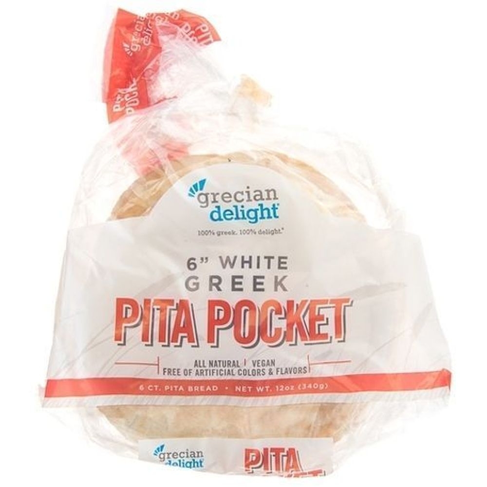 Grecian Delight 6 inch White Pocket Pita, 72 count