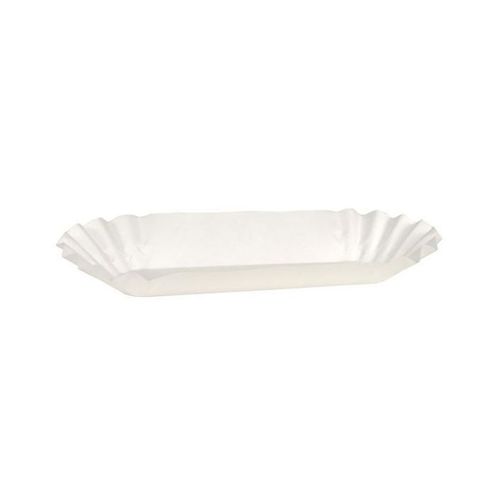Hoffmaster White Heavvyweight Fluted Hot Dog Tray, 5.75 inch -- 3000 per case