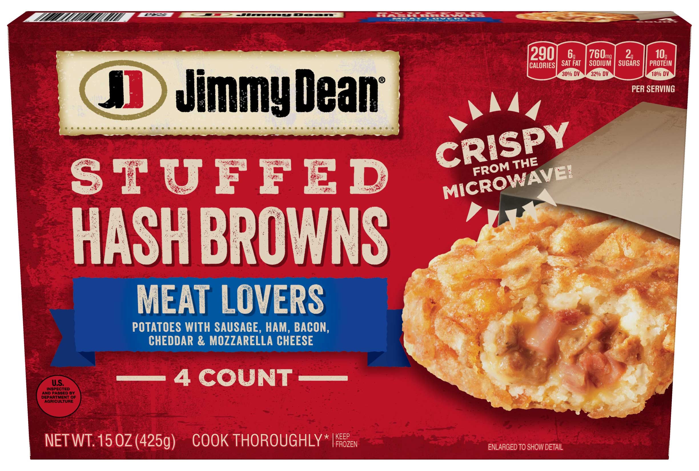 Jimmy Dean Meat Lovers Stuffed Hash Brown, 0.938 Pound -- 8 per case