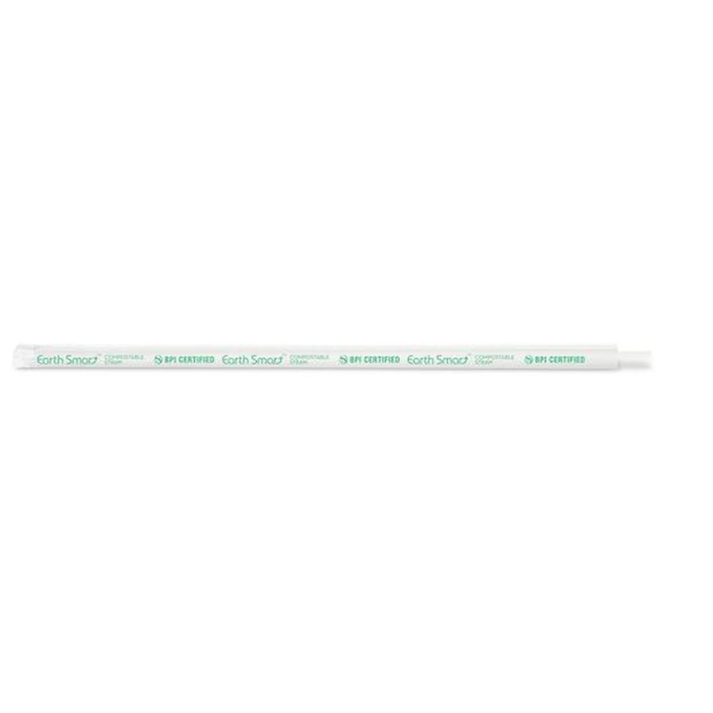 D and W Fine Pack Earth Smart Clear Individually Wrapped Giant Compostable Straw, 8.5 inch - 300 per pack -- 4 packs per case