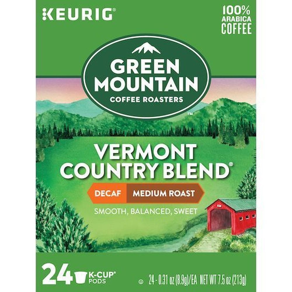 Green Mountain Coffee Roasters Vermont country Blend Decaffeinated K Cup Coffee Pod, 24 count -- 4 per case