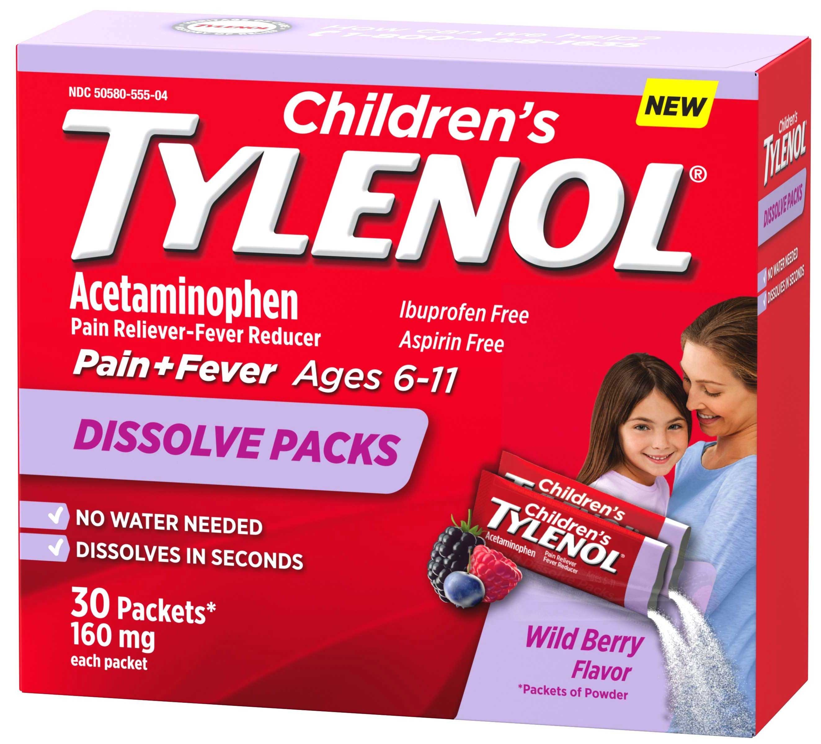 Tylenol Childrens Berry Flavor Powder Pack, 30 count per pack -- 48 per case
