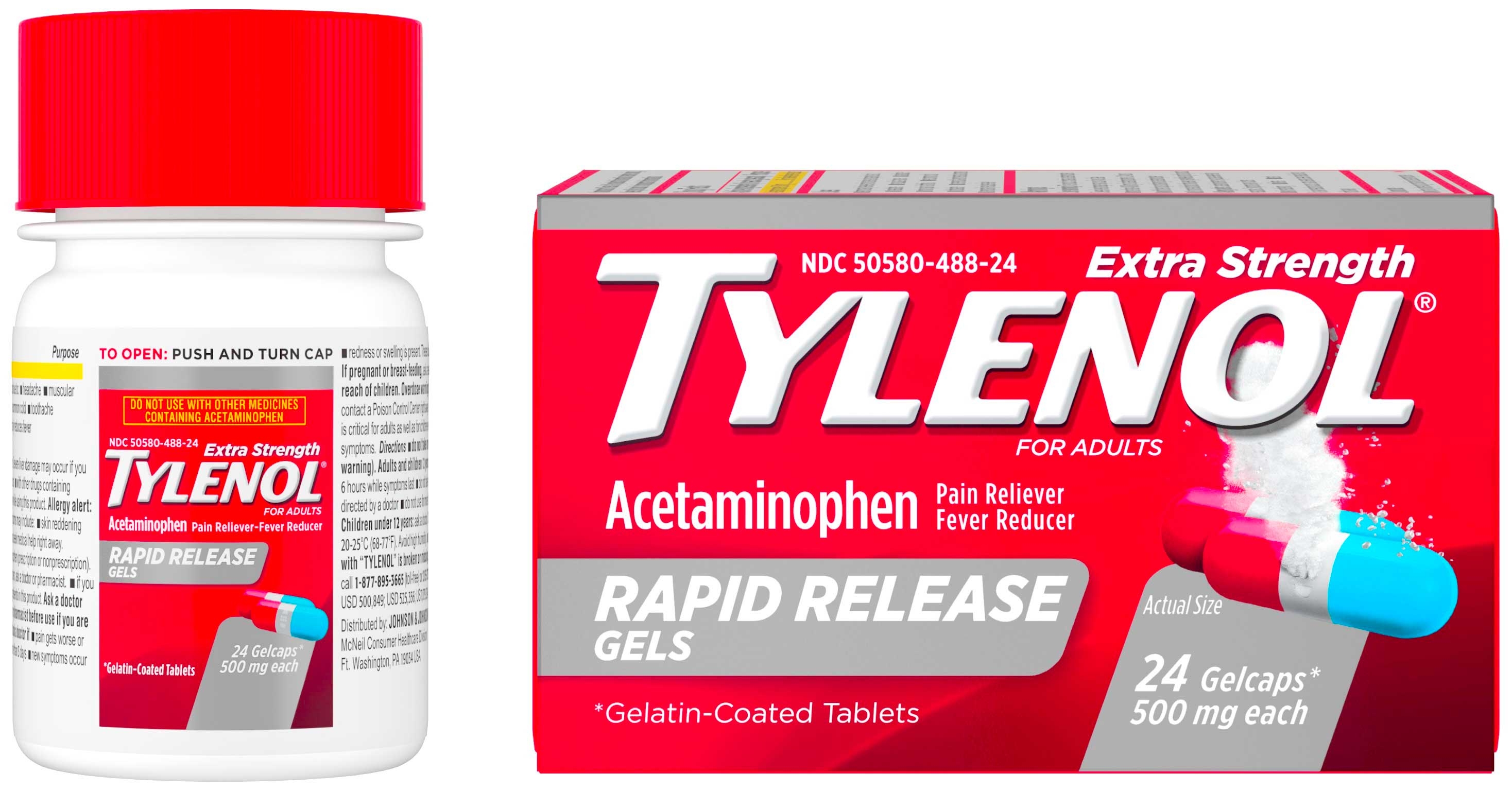 Tylenol Extra Strength Rapid Release Gelcap - 24 count per pack -- 72 packs per case