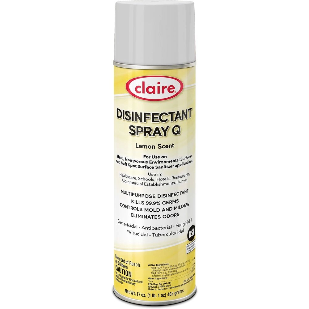 Claire Lemon Scent Disinfectant Spray Q, 17 Ounce -- 12 per case