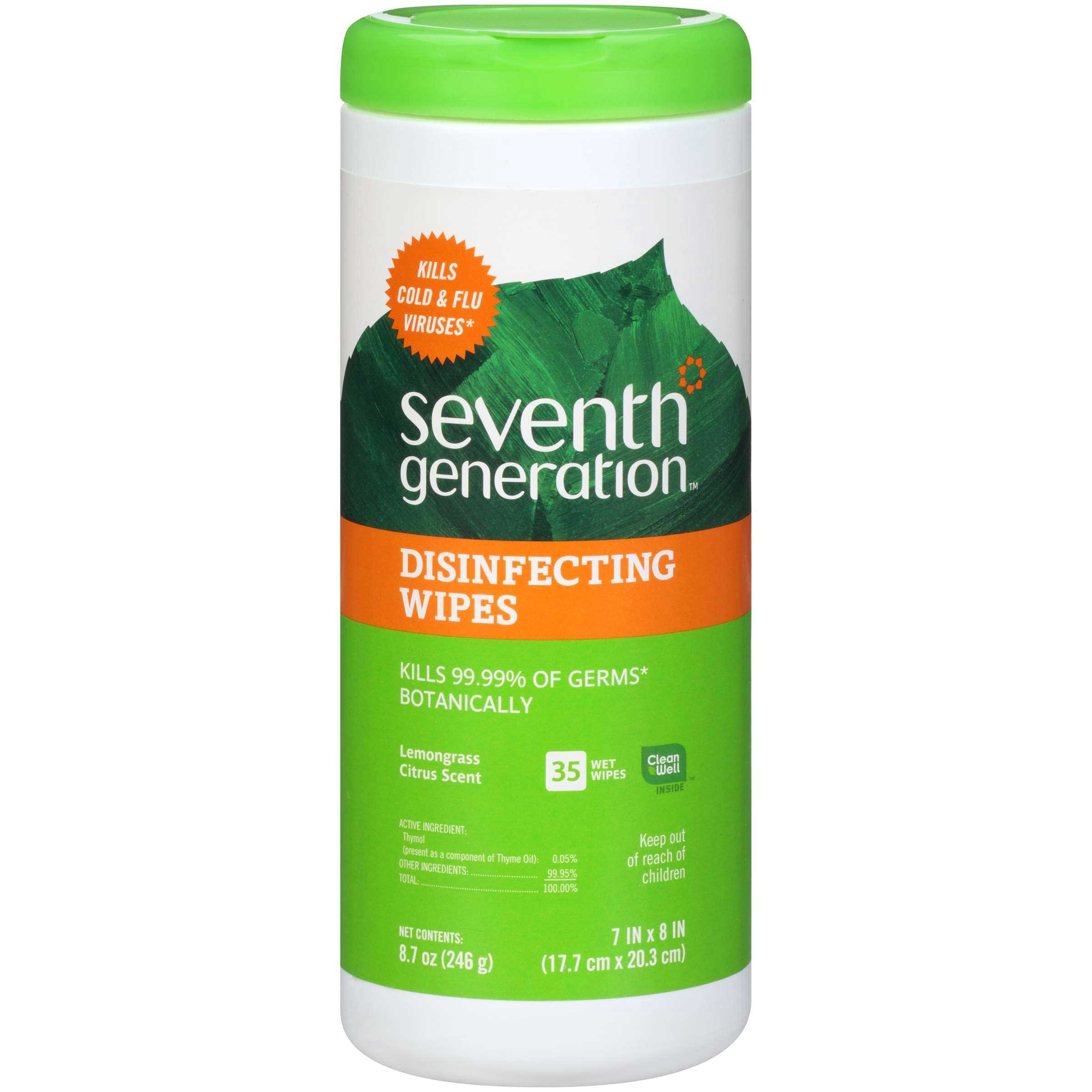 Seventh Generation Disinfectant Wipes Lemongrass Citrus, 35 Wipes Count -- 12 per case