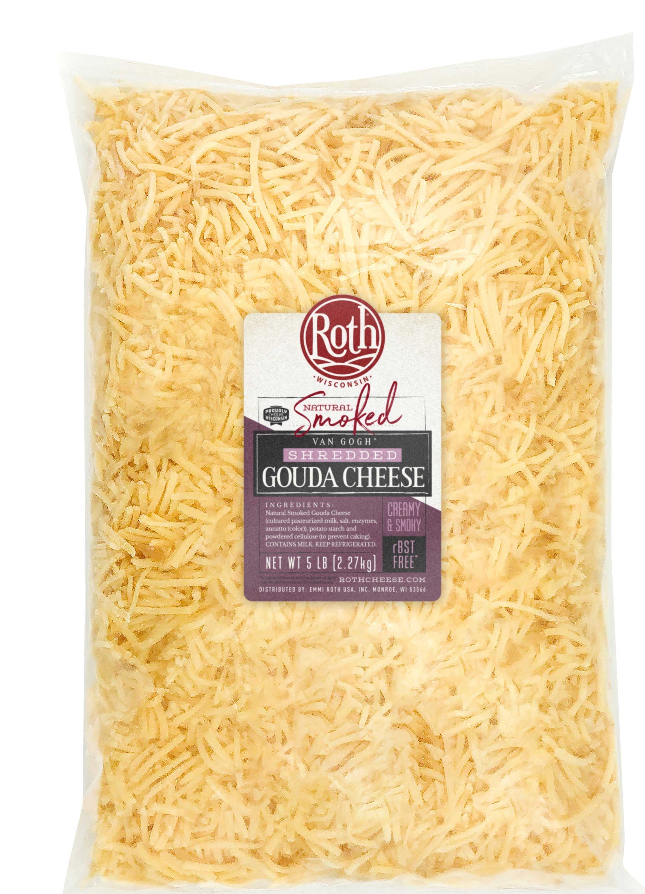 Emmi Roth Natural Smoked Shredded Gouda Cheese, 5 Pound -- 4 per case