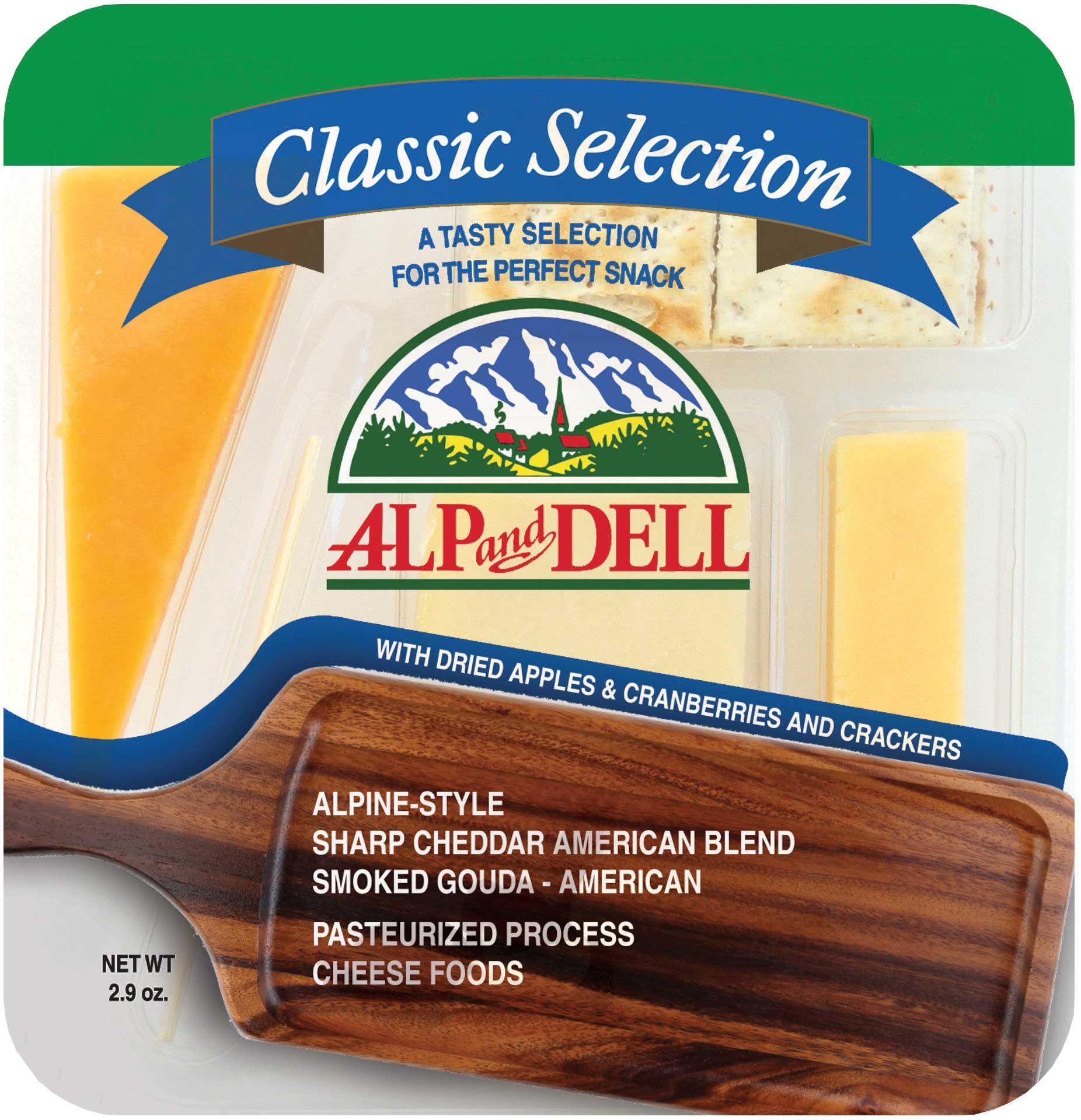 Alp and Dell Classic Selection Cheese Tray, 2.9 Ounce -- 18 per case.