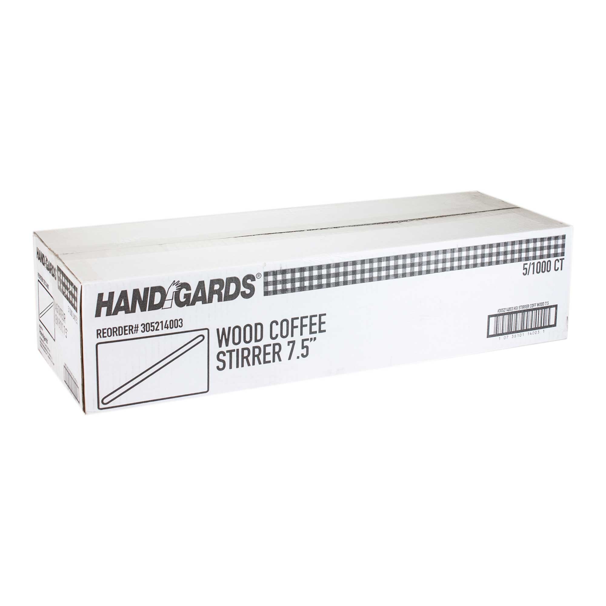 Handgards Disposable Wood Coffee Stirrer, 7.5 inch -- 5000 per case.