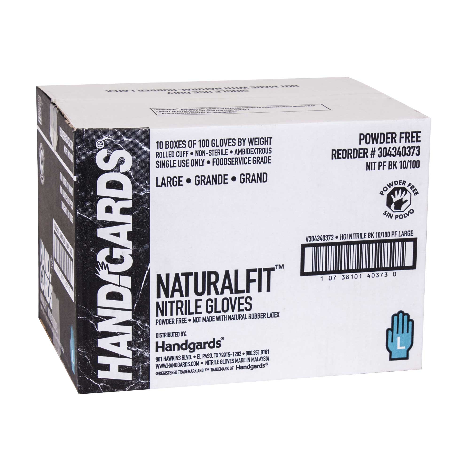 Handgards Black Powder Free Large Disposable Nitrile Gloves -- 1000 per case.