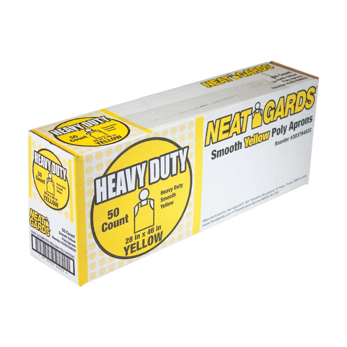 Handgards ASHY Yellow Heavy Duty Smooth Polyethylene Apron, 28 x 46 inch -- 50 per case.