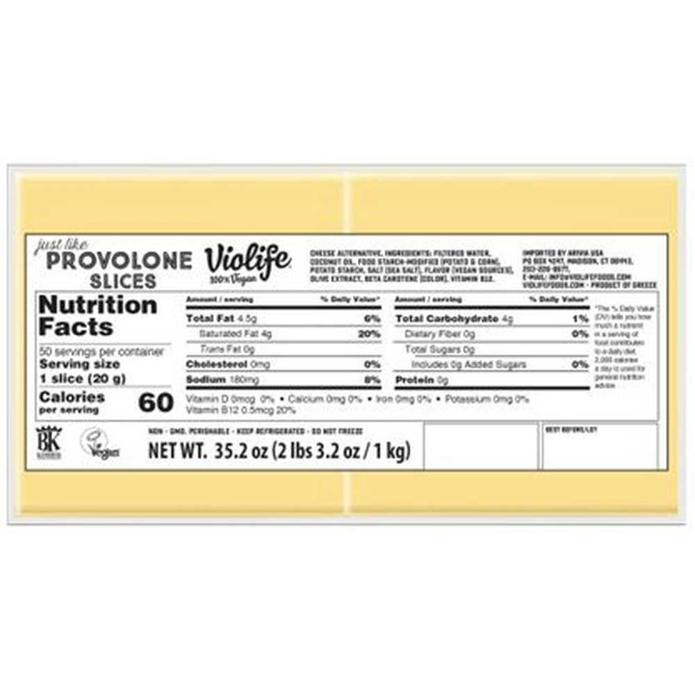 Violife 100 Percent Vegan Just Like Provolone Slice, 2.2 Pound -- 5 per case