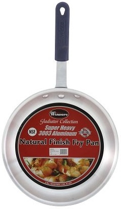 Winco Gladiator Natural Finish Aluminum Fry Pan with Silicone Sleeve, 12 inch -- 6 per case