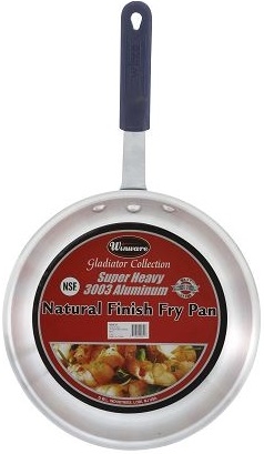 Winco Gladiator Natural Finish Aluminum Fry Pan with Blue Sleeve, 7 inch -- 6 per case