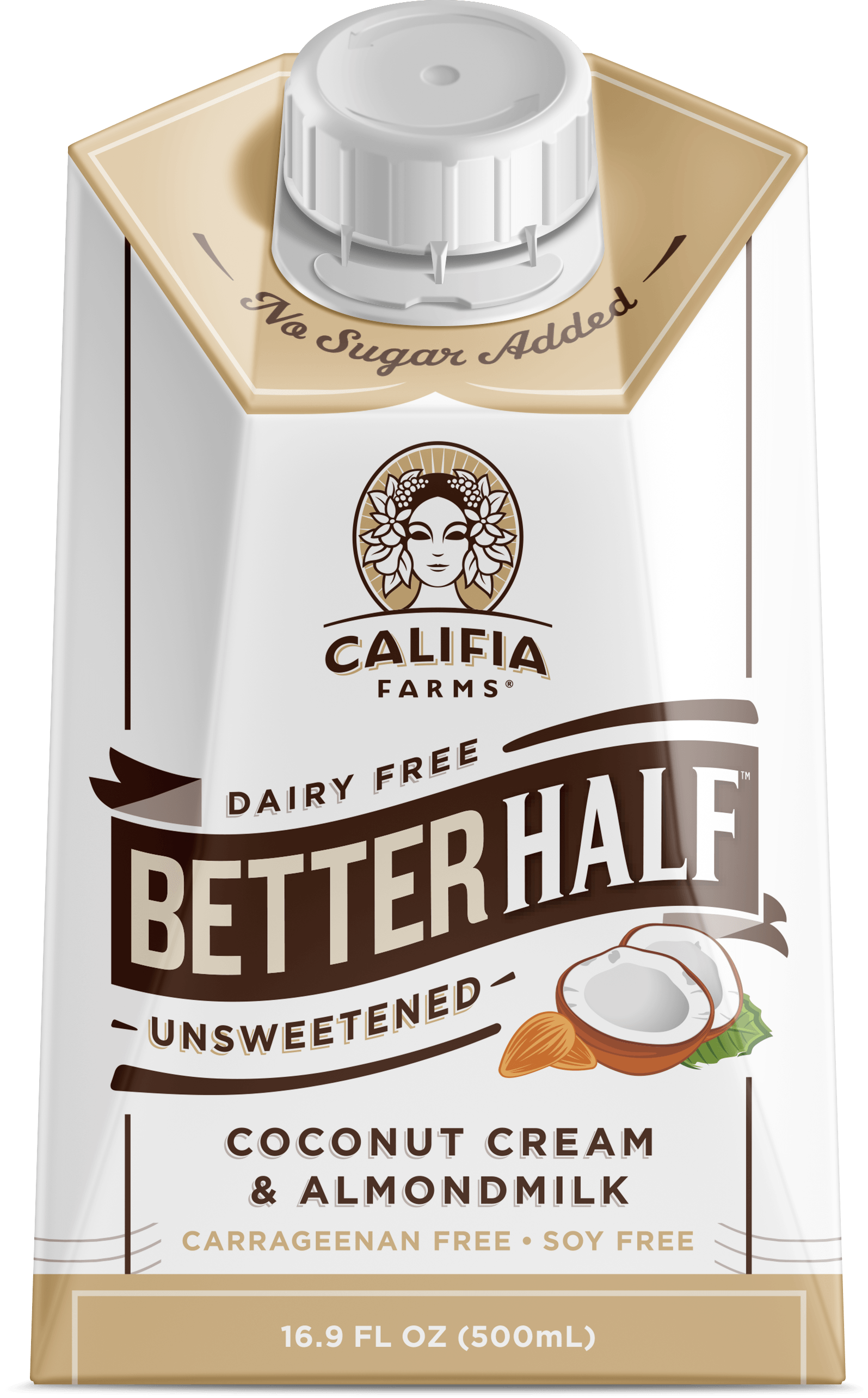 Califia Farms Unsweetened Better Half Coconut Cream and Almond Milk Creamer, 16.9 Fluid Ounce -- 6 per case