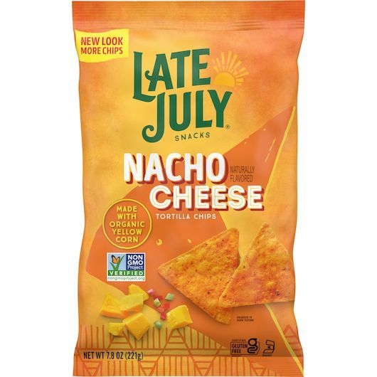 Late July Clasico Nacho Cheese Tortilla Chips, 7.8 Ounce -- 12 per case