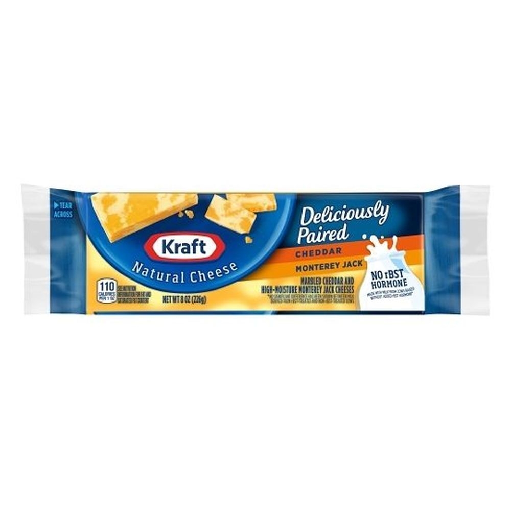 Kraft Cheddar and Monterey Jack Marbled Cheese Block, 8 Ounce -- 12 per case