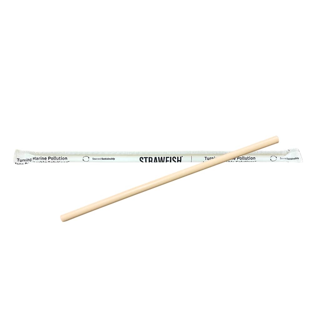 StrawFish Natural Giant Wrapped Biodegradable Straw, 7.75 inch 8mm -- 5000 per case