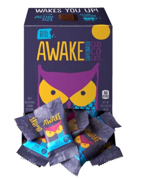 Awake Singles Caffeinated Dark Chocolate Bites, 0.48 Ounce -- 300 per case.