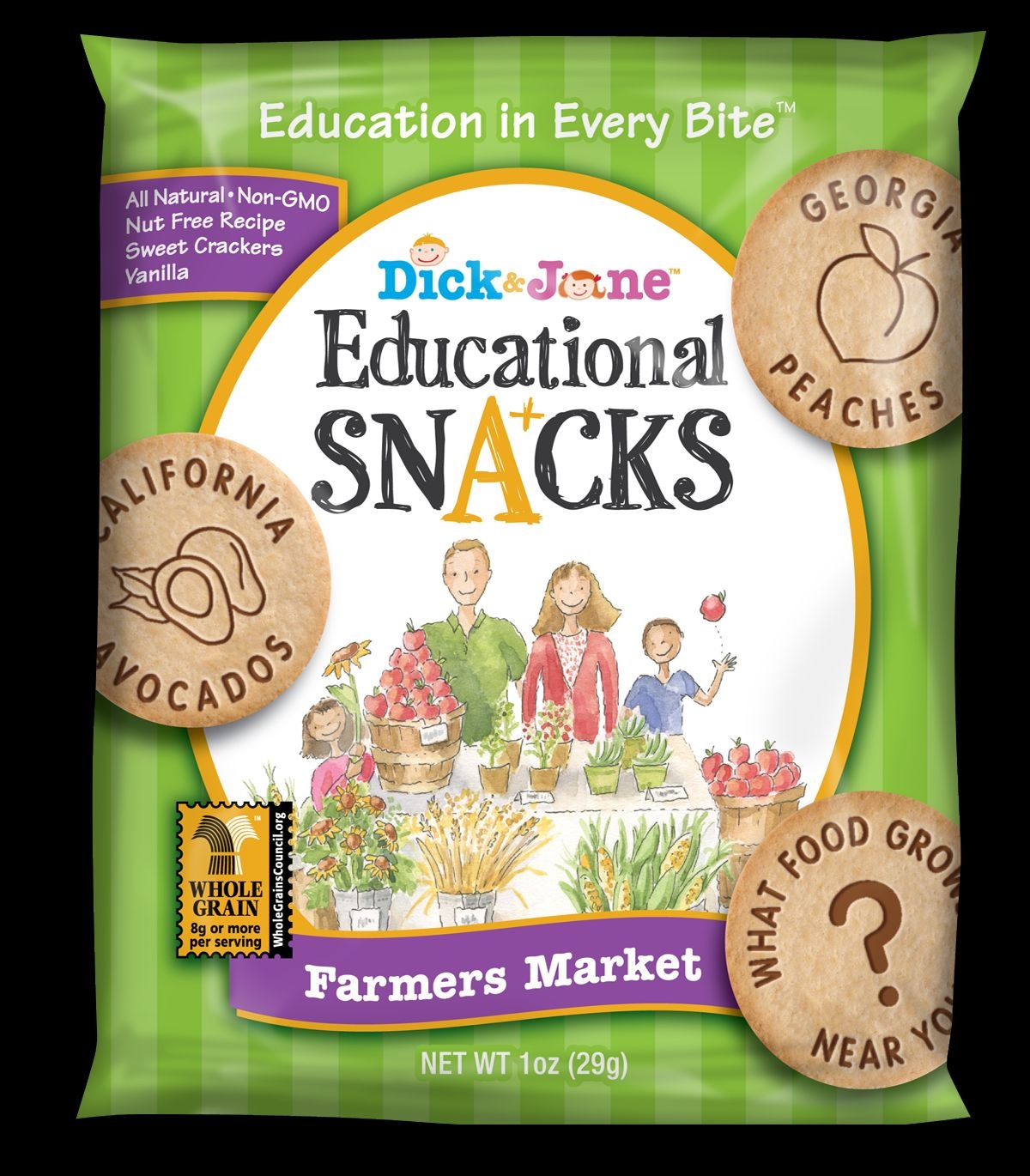 Dick and Jane Farmers Market Vanilla Educational Snacks, 1 Ounce -- 120 per case.