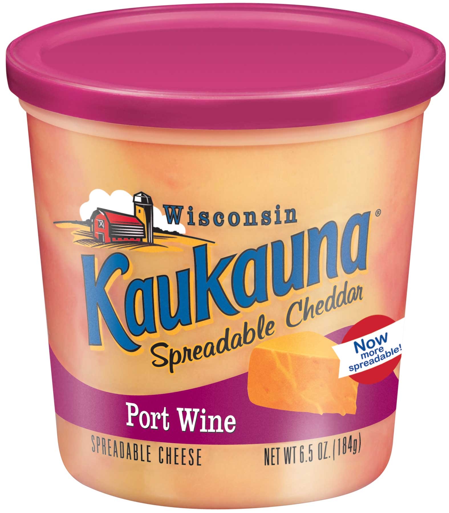 Kaukauna Port Wine Cheese Spread, 6.5 Ounce Cup -- 12 per case.