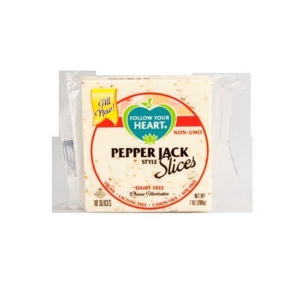 Follow Your Heart Dairy Free Pepper Jack Style Cheese Slices, 7 Ounce -- 11 per case