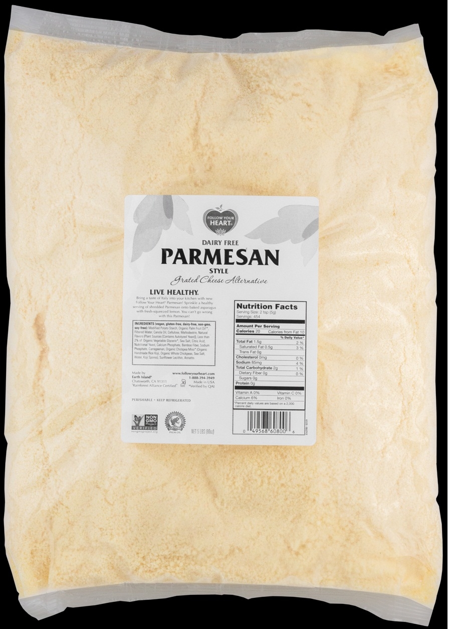 Follow Your Heart Vegan Grated Parmesan Cheese, 5 Pound -- 3 per case