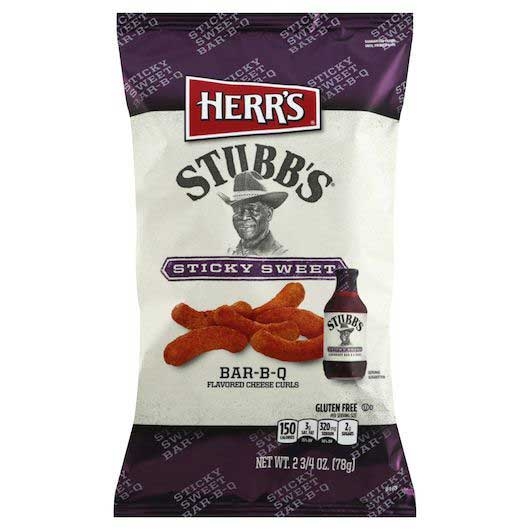 Herr Foods Stubbs Sticky Sweet BBQ Cheese Curls, 2.75 Ounce -- 12 per case