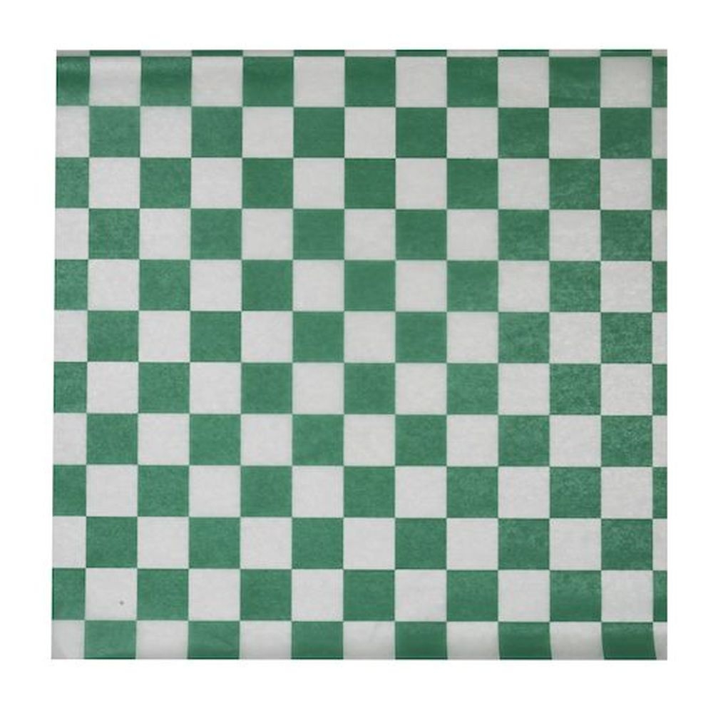 Durable Packaging 12 x 12 inch Green Check Wax Sheet, 1000 count - 2 per case