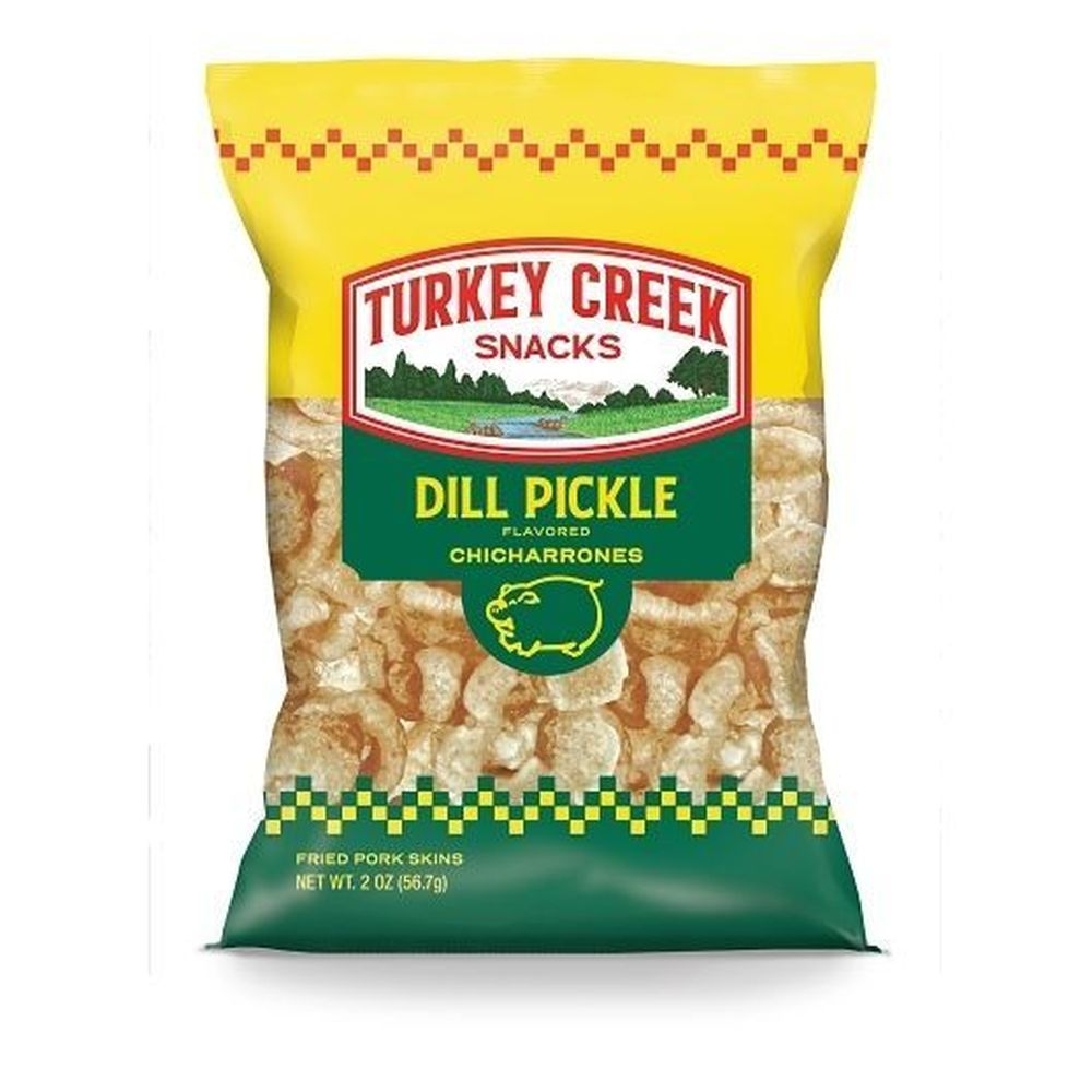 Turkey Creek Dill Pickle Pork Skins, 2 Ounce Box -- 12 per case