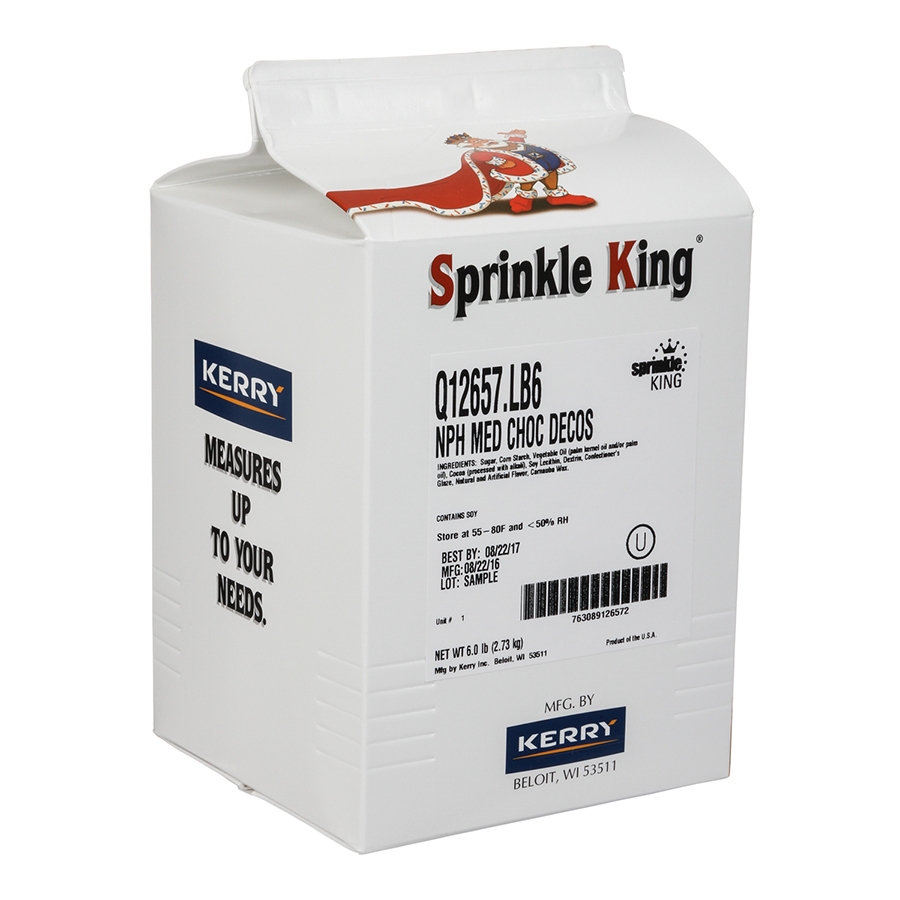 Sprinkle King Non Partially Hydrogenated Medium Chocolate Decorettes, 6 Pound -- 4 per case.