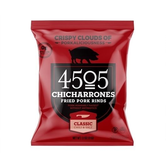 4505 Meats Classic Chili and Salt Chicharrones, 1.1 Ounce -- 12 per case