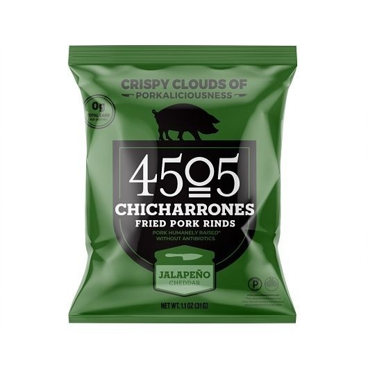 4505 Meats Jalapeno Cheddar Chicharrones, 1.1 Ounce -- 12 per case