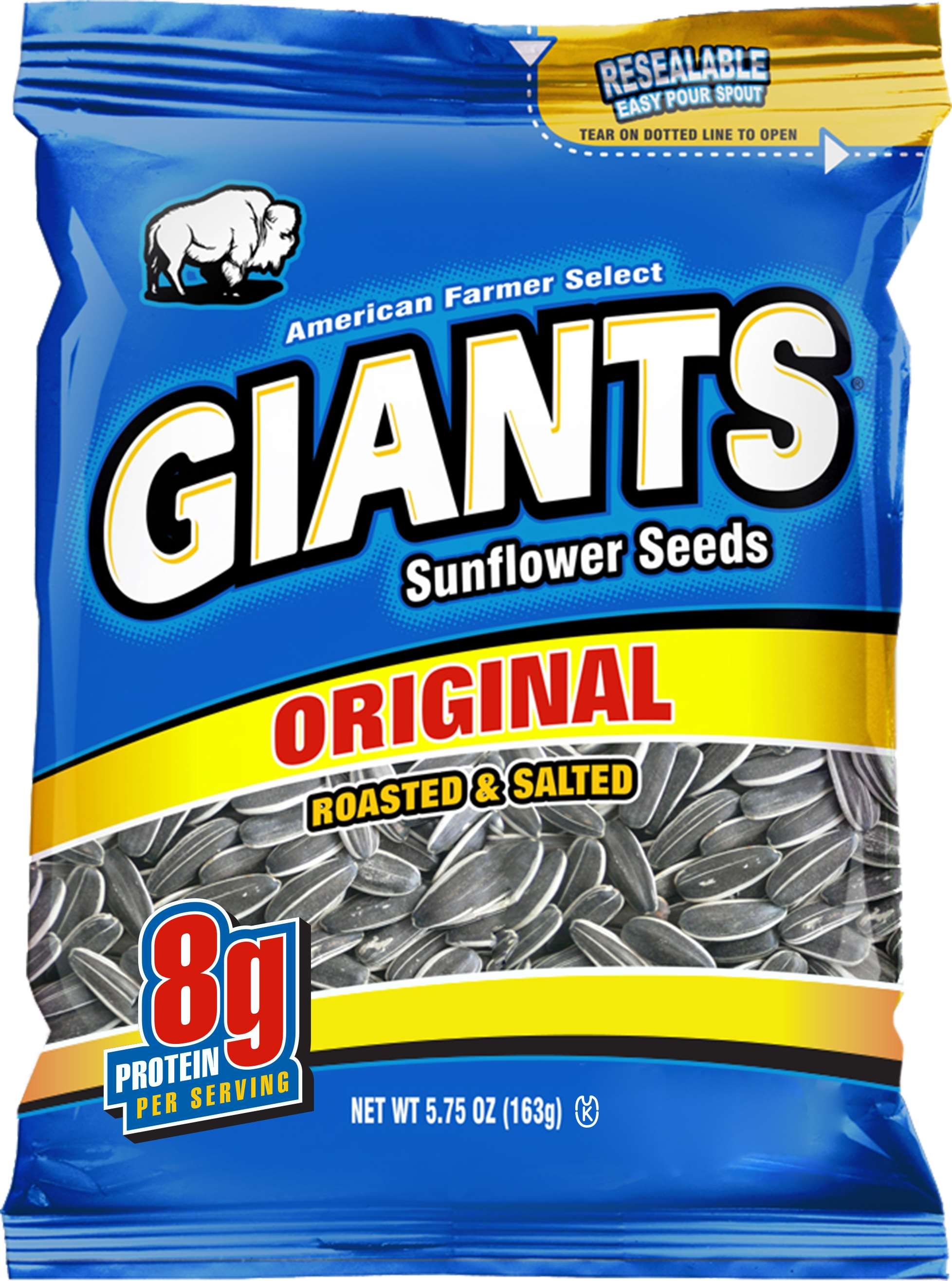 Giants Original Roasted and Salted Sunflower Seeds Snacks, 5.75 Ounce -- 12 per case