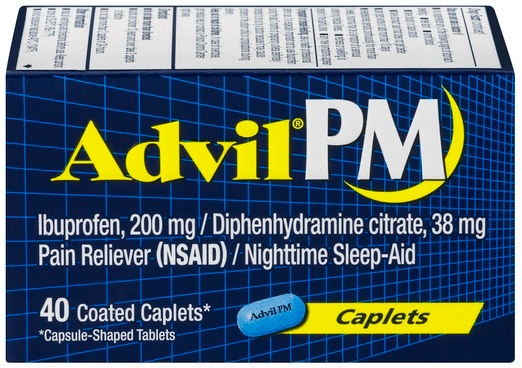 Advil PM Ibuprofen 38mg Pain Relievers Caplet, 40 per unit -- 36 per case