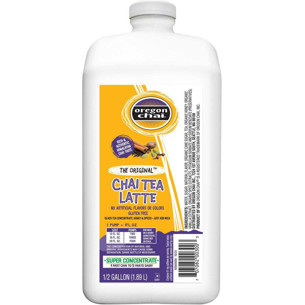 Oregon Chai The Original Chai Tea Latte Super Concentrate, 0.5 Gallon -- 4 per case.