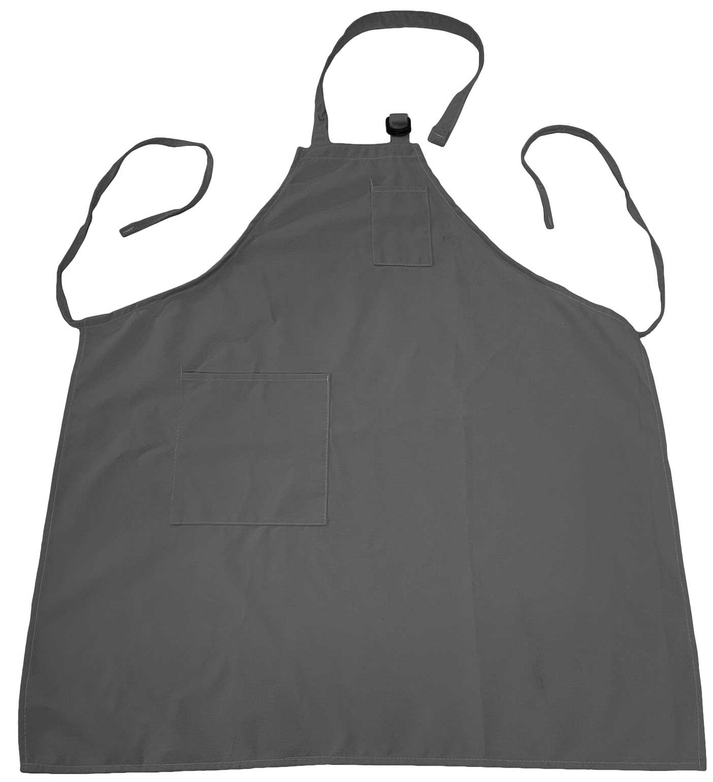 Intedge Grey Poly/Cotton Adjustable D Ring Apron with 2 Pockets 