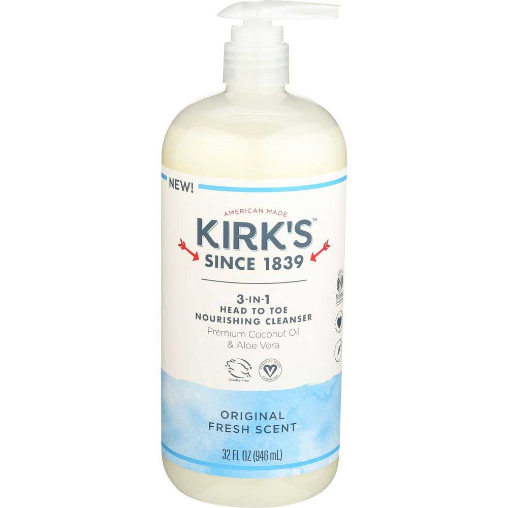 Kirks Original Fresh Scent 3 in 1 Head to Toe Nourishing Cleanser, 32 Fluid Ounce