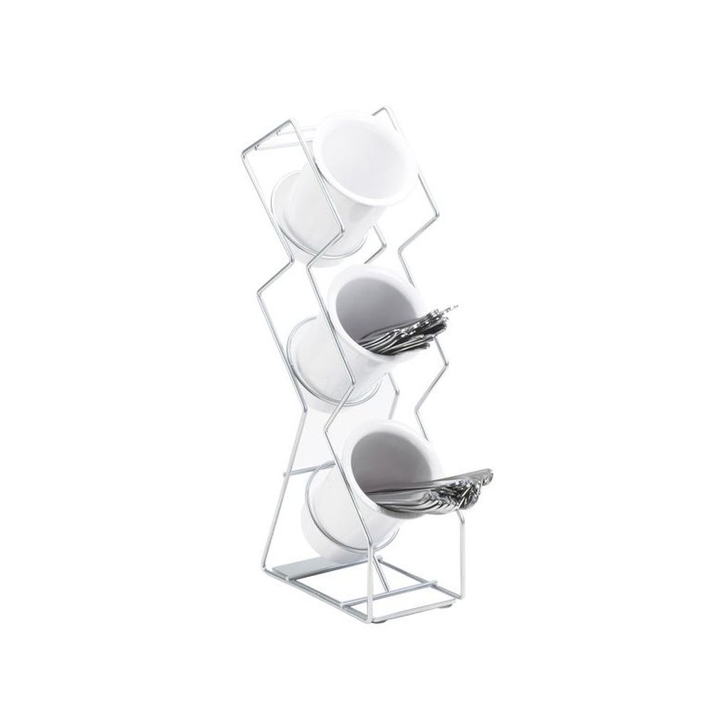 Cal-Mil Platinum Wire 3-Cylinder Vertical Flatware / Condiment Display, 4.75in L x 8.00in W x 20.00in H