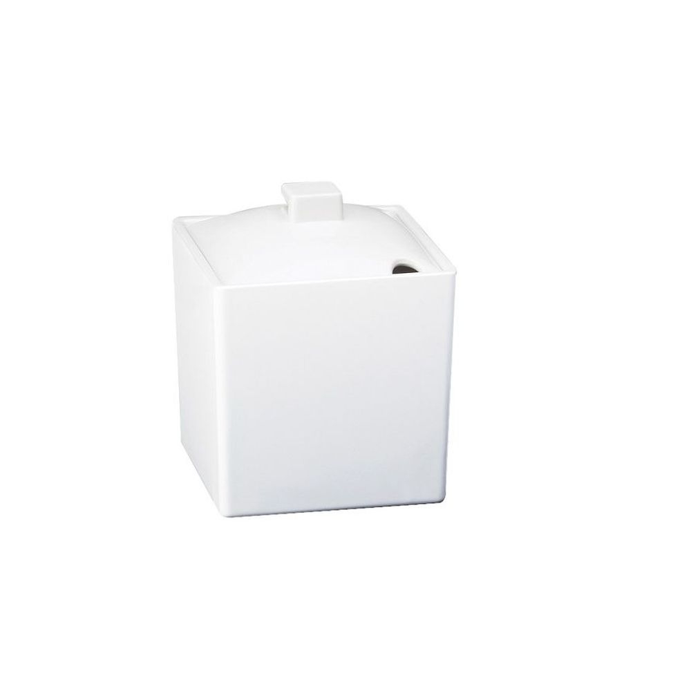 Cal-Mil Eco Modern White Melamine Square Jar with Notched Lid, 4 x 4 x 4 inch -- 3 per case