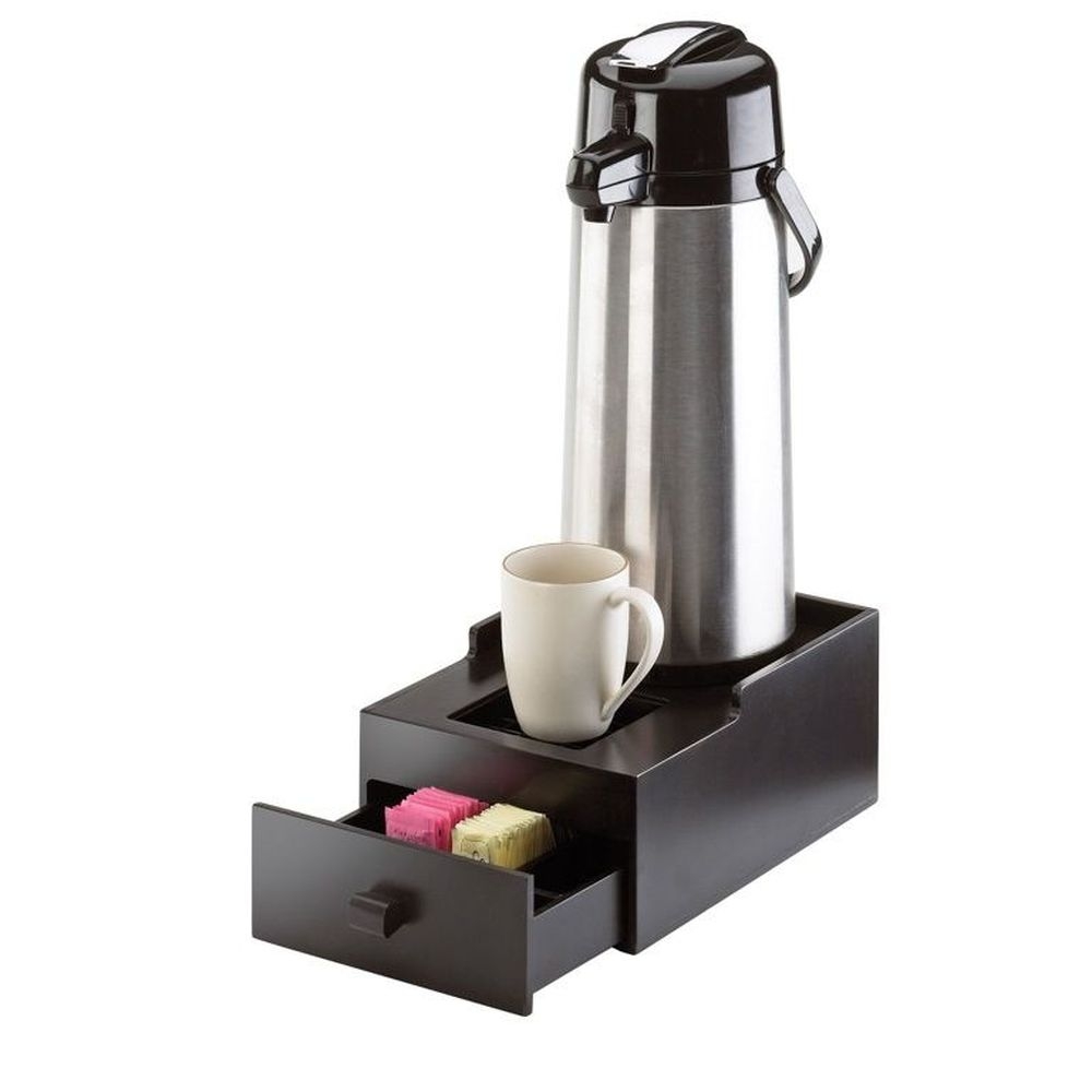 Cal-Mil Midnight Single Airpot Stand with Packet Drawer, 8.125 x 12.625 x 6.125 inch