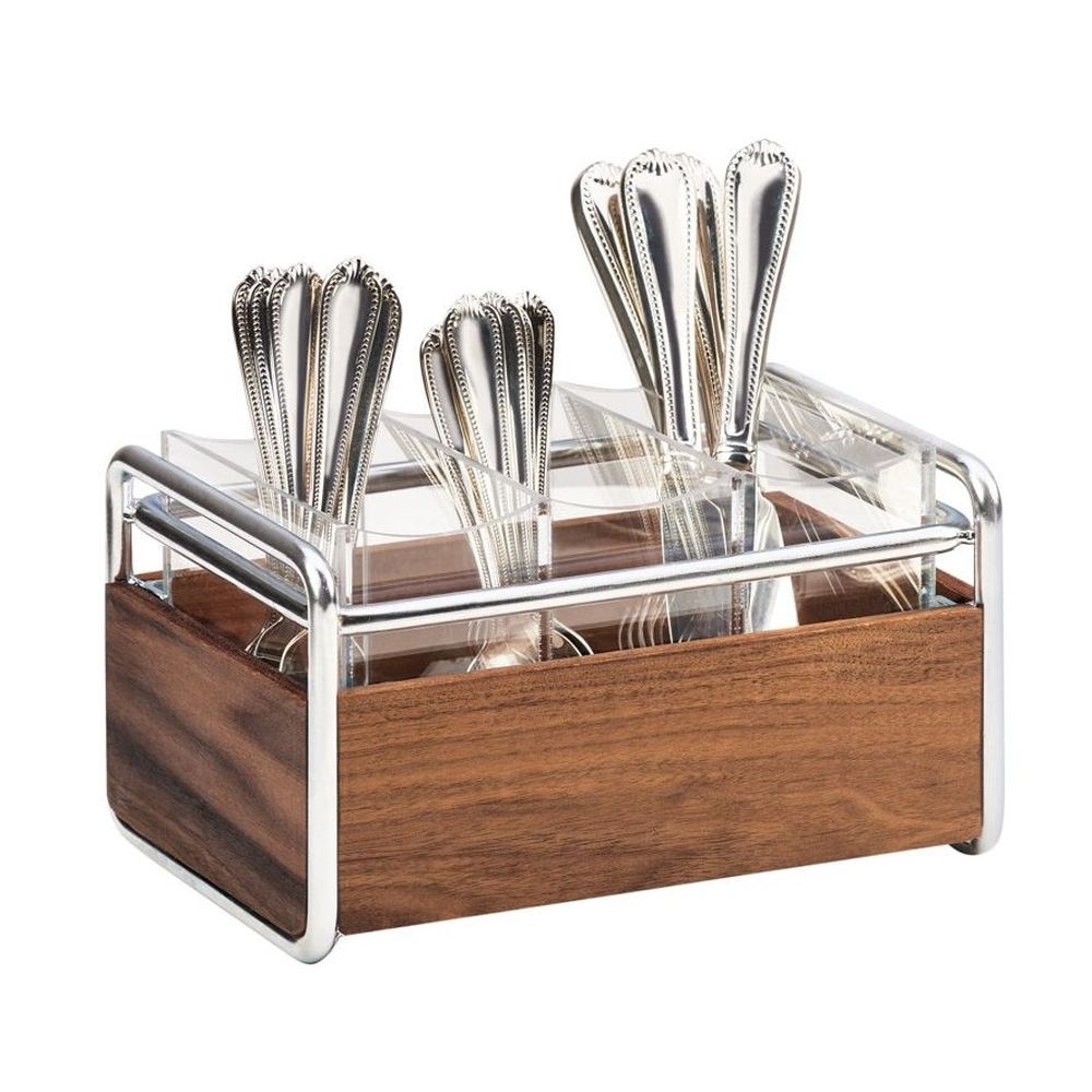 Cal-Mil Chrome Mid Century Flatware Organizer, 9.5 x 6.5 x 5.5 inch