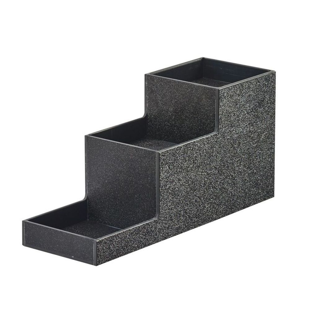 Cal-Mil Black Durable ABS 3 Step Bottle Riser, 4.5 inch Width x 14.25 inch Depth x 6 inch Height