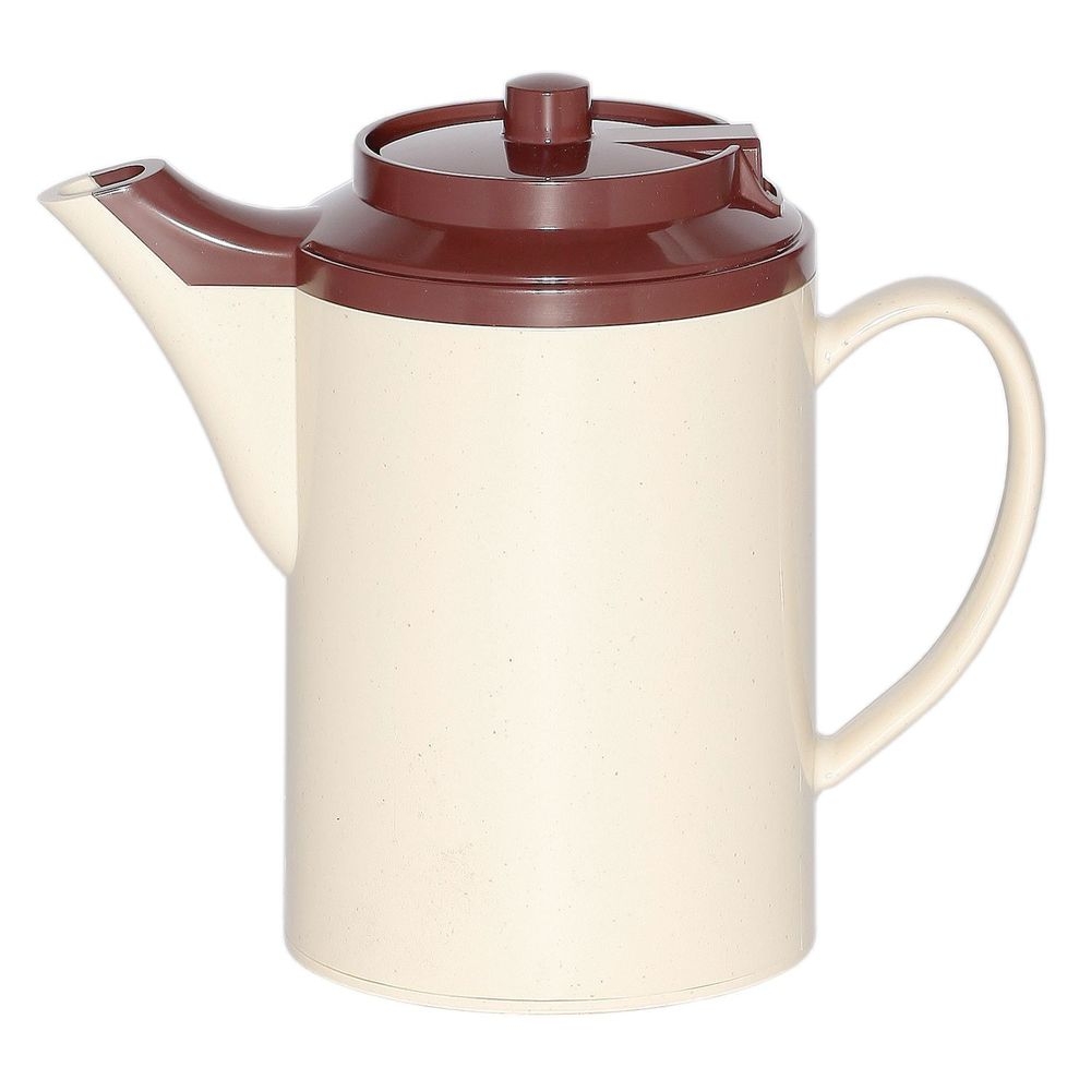 Service Ideas Plastic Stoneware Brown Double Wall Teapot without Tether, 16 Ounce Capacity
