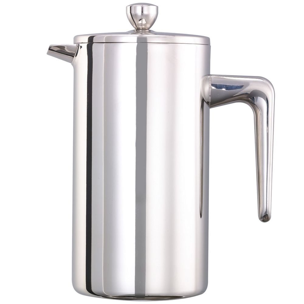 Service Ideas Stainless Steel Polished Finish Double Wall French Coffee Press, 0.8 Liter Capacity