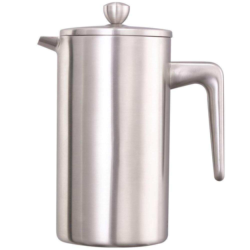 Service Ideas 18/8 Stainless Steel Brushed Finish Double Wall French Coffee Press, 0.8 Liter Capacity