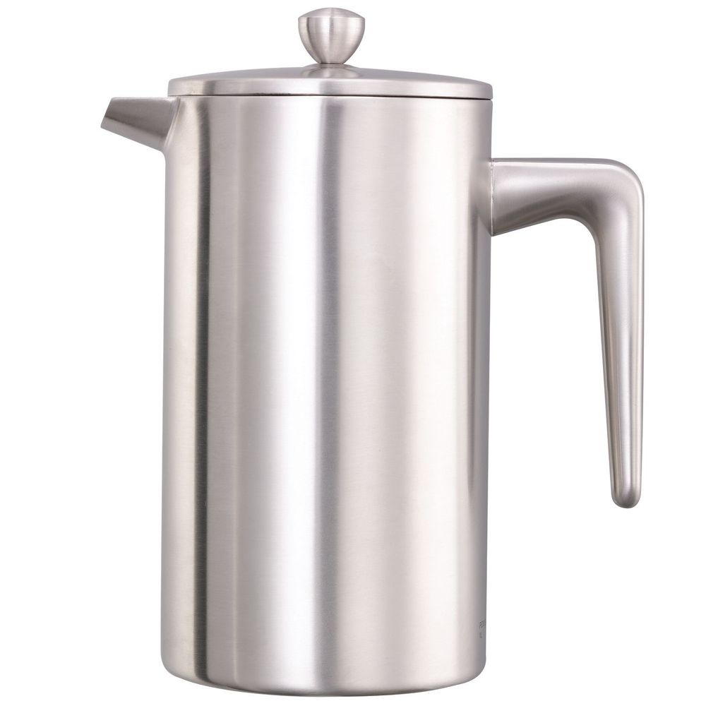Service Ideas Stainless Steel Brushed Finish Double Wall French Coffee Press, 1 Liter Capacity