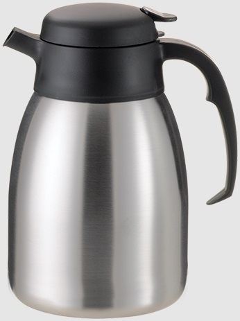 Service Ideas SteelVac Brushed Stainless and Black Essential Seamless Chamber Vacuum Insulated Carafe, 1.5 Liter Capacity