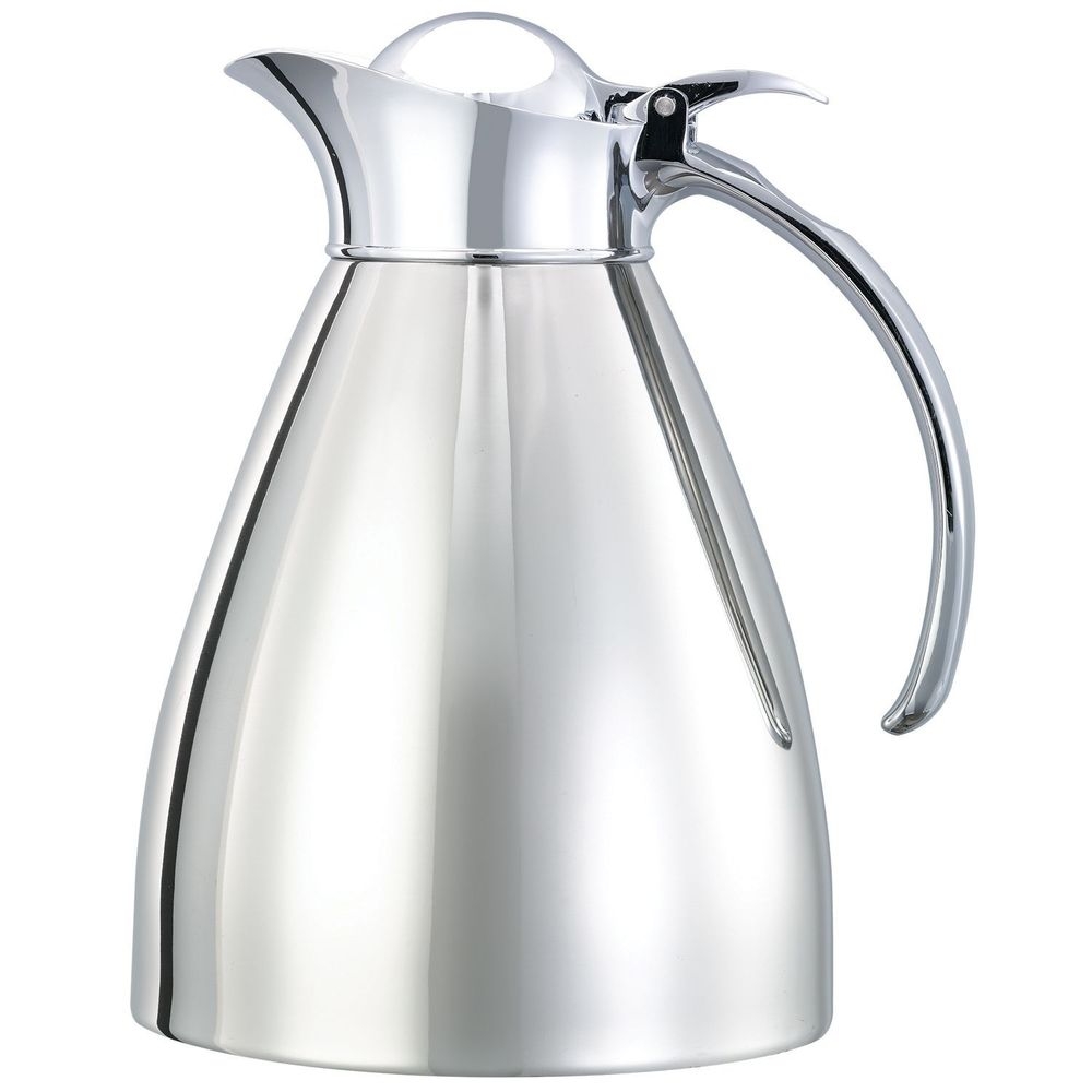 Service Ideas Marquette Series 18/8 Stainless Steel Polished Finish Vacuum Insulated Carafe with Flip Top Lid, 1 Liter Capacity