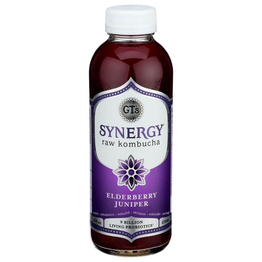 GTs Synergy Organic Elderberry Juniper Raw Kombucha, 16 Fluid Ounce -- 12 per case